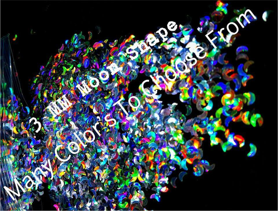 MOON Shape Glitter~U CHOOSE~Solvent Resistant Art•Face•Festival•Crafts•Makeup