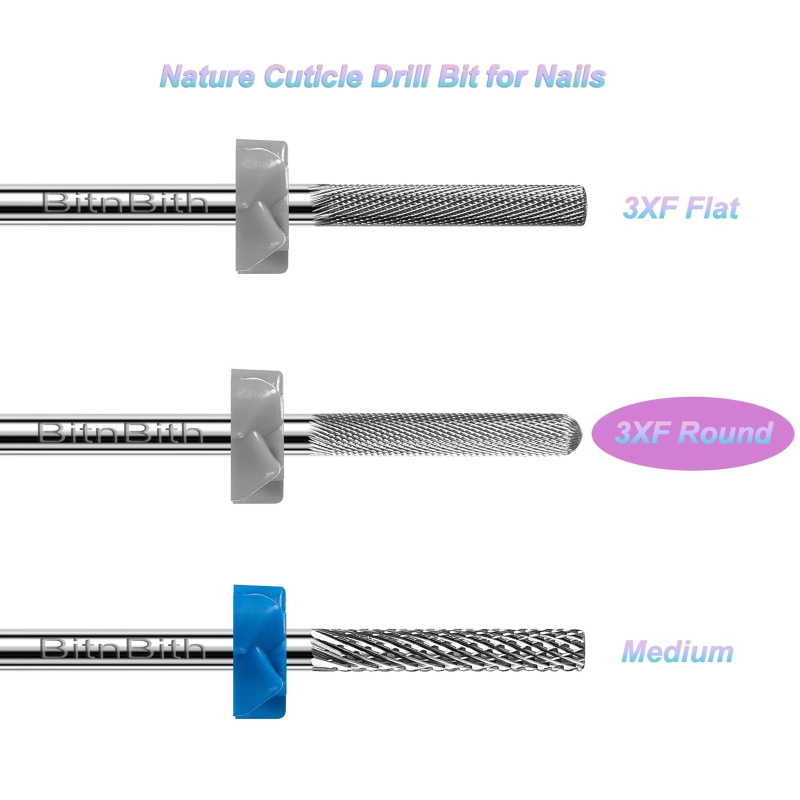 Nail Drill Bit Nature Nail Buffer Drill Bit 3/32″,Professional Safety Carbide…