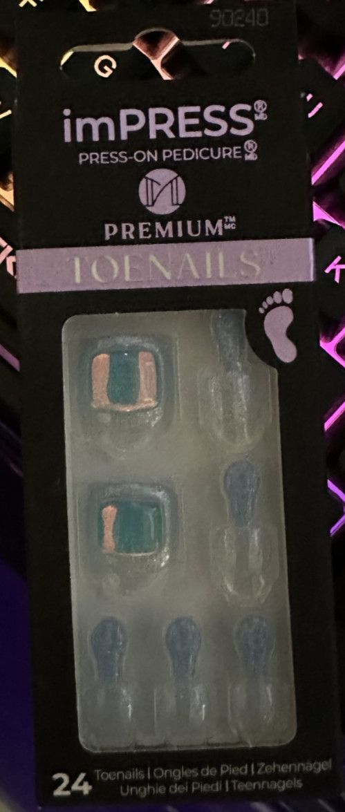 Impress! Peticure TOES Silver Blue Glitter metallic raised holographic square