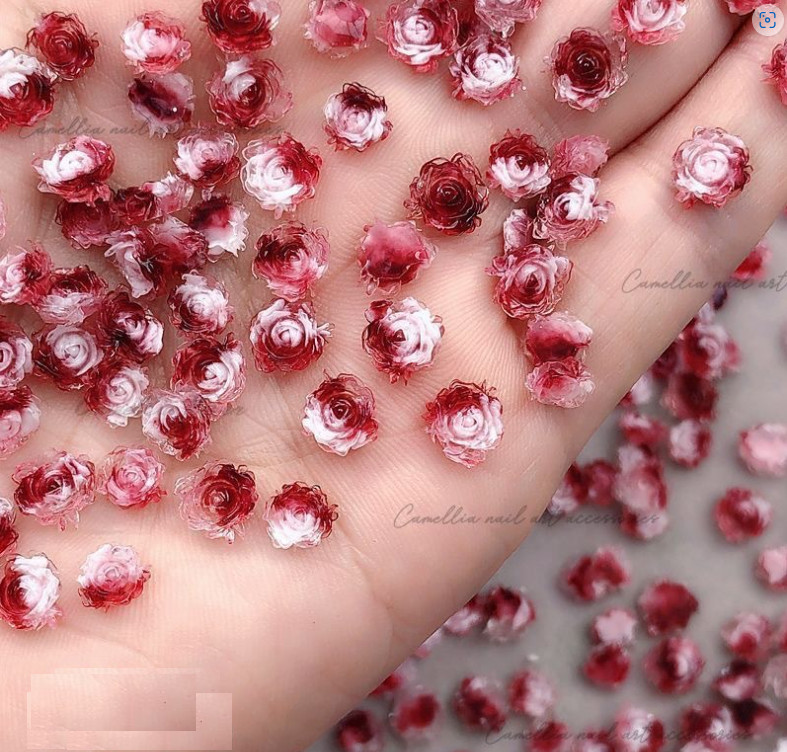 20Pcs Nail Art Jewelry Charm Flatback Resin Camellia Rose Flower Decor DIY NH25