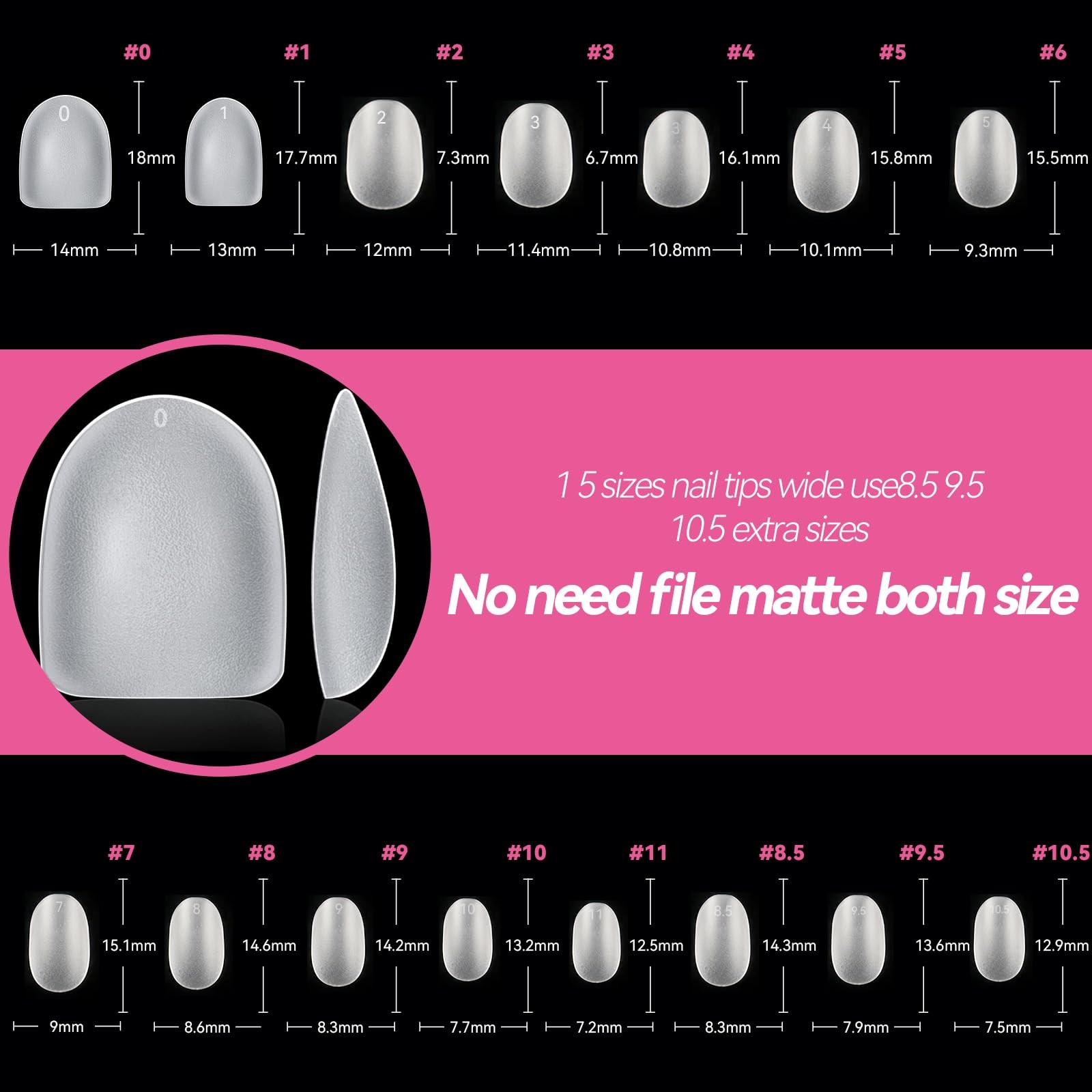 UNA GELLA Round Almond Nail Tips 360pcs