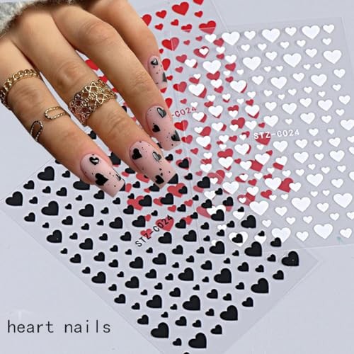 Heart Nail Stickers -Valentine’s Day Nail Art Supplies Heart Nail Decals for