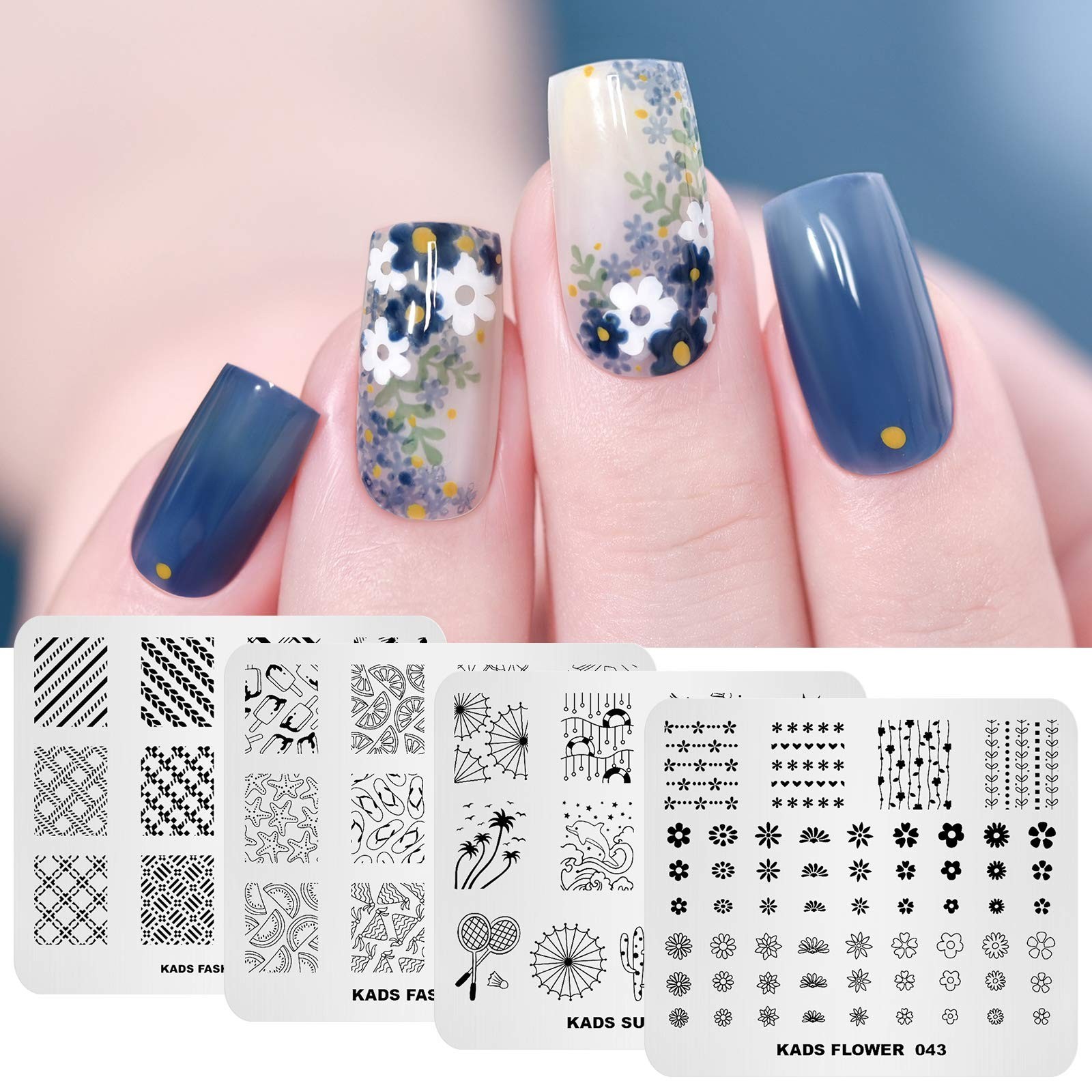 20Pcs Nail Art Stamping Plates Set – Floral, Animal & Leaf Designs for DIY Manic