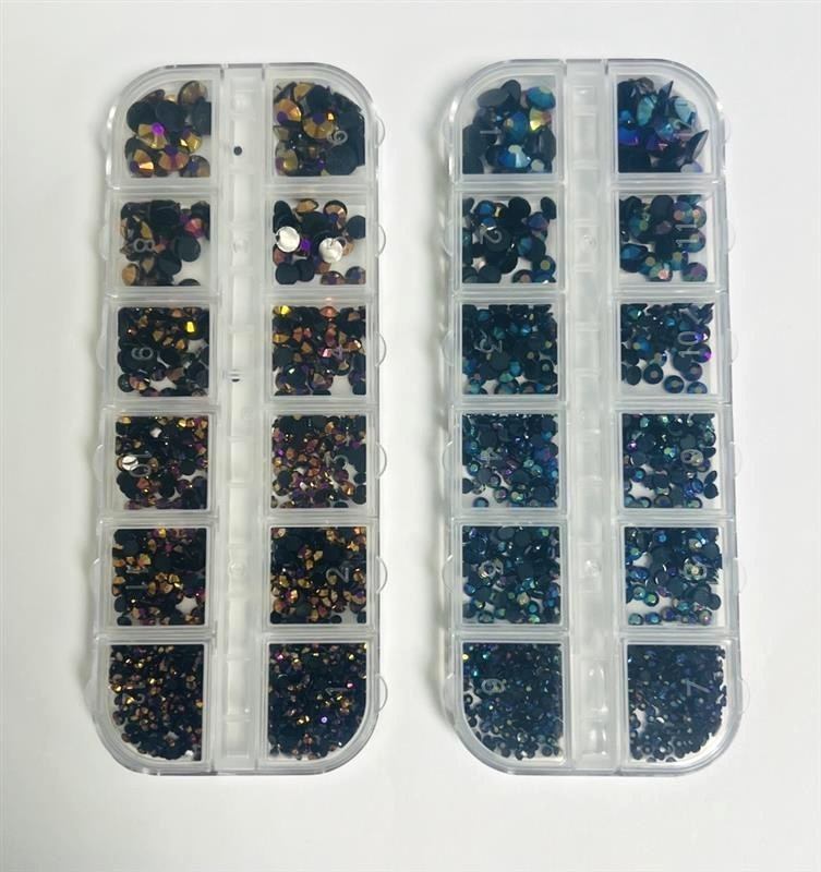 Multicolor Resin and Crystal Round Nail Jewelry Crafting Gems Multipack Kit