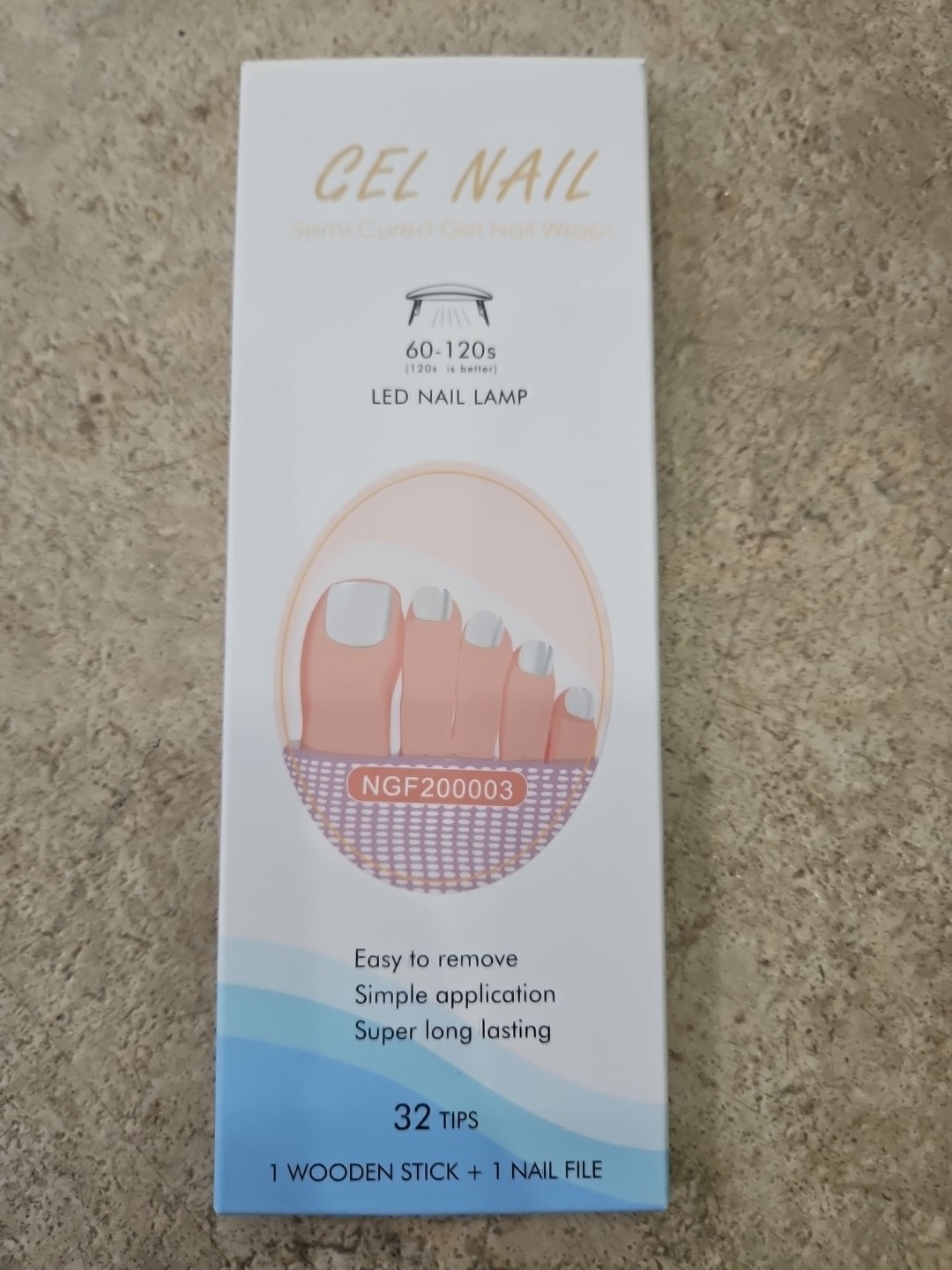 Semi Cured Gel Pedicures Nail Wrap 32 White Gel Stickers – Nail File Included