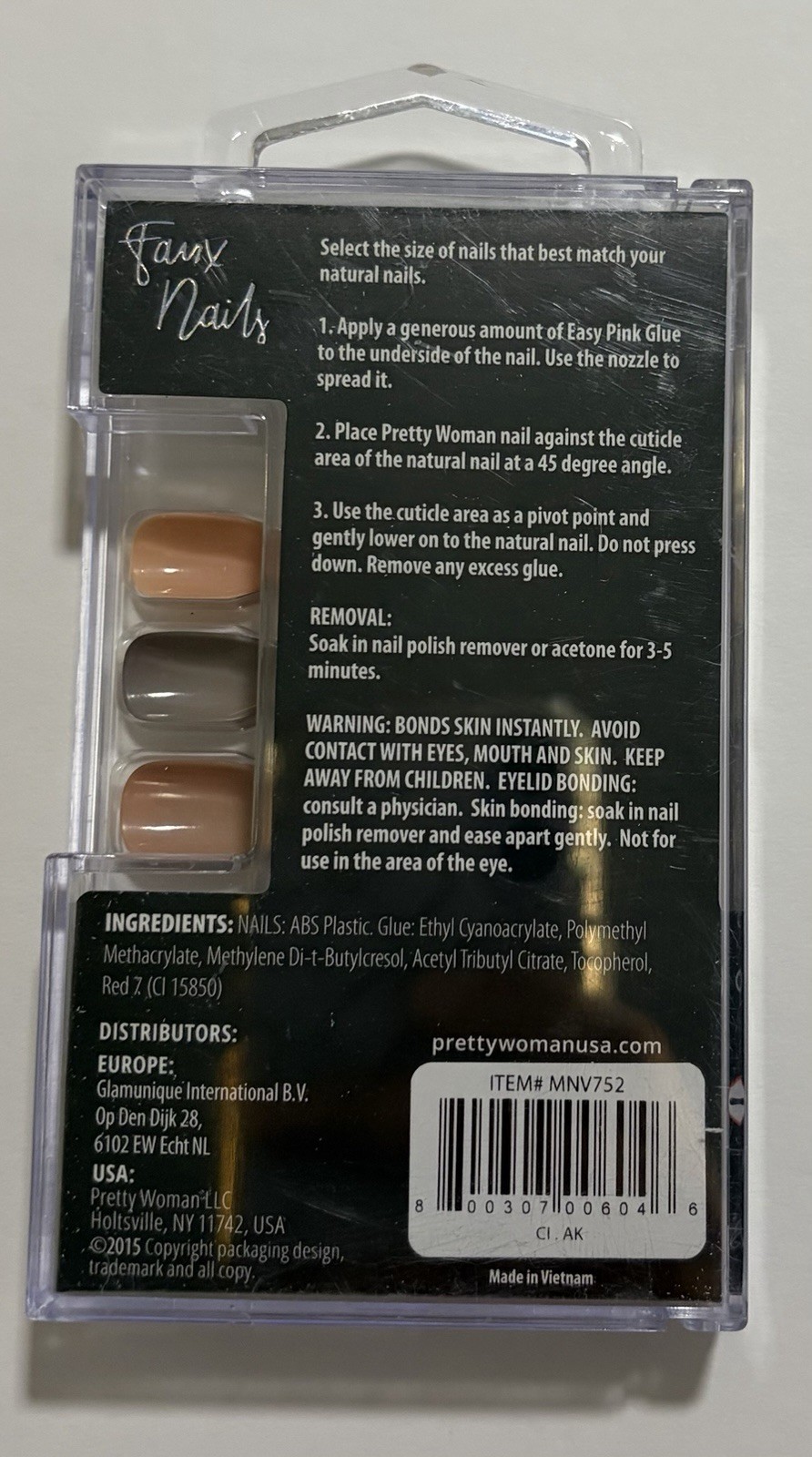Pretty Woman Faux Nails 24 Press On Nails Pink Nude Set w/ Glue Almond Shape