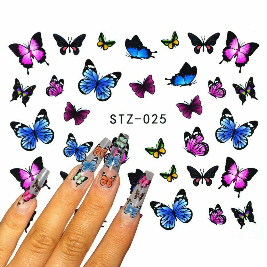 Butterfly Nail Stickers Waterproof Nail Art Design DIY Decal Pink Manicure NS12
