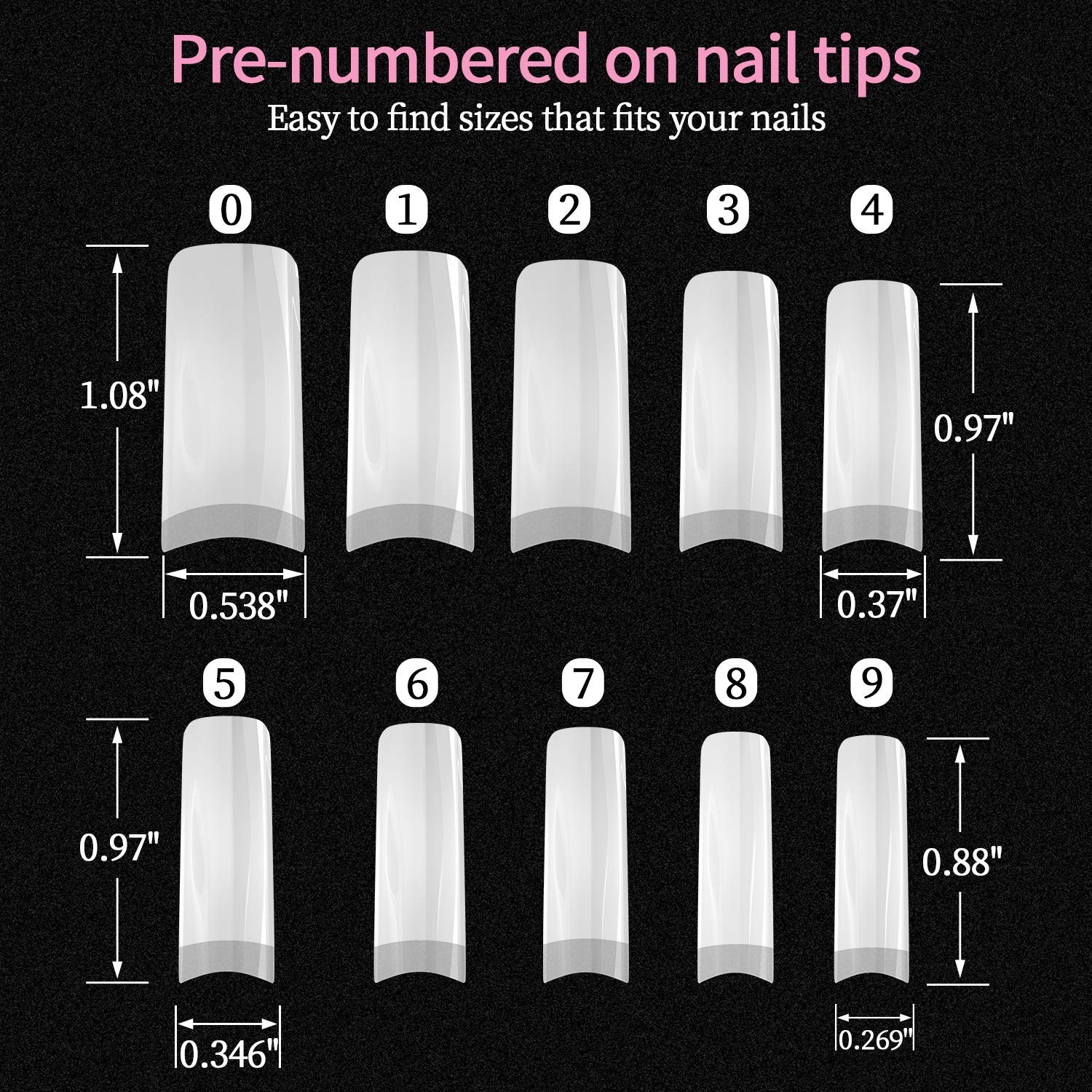 Matte Finish Acrylic Nail Tips with Clipper and Storage for Easy Organization