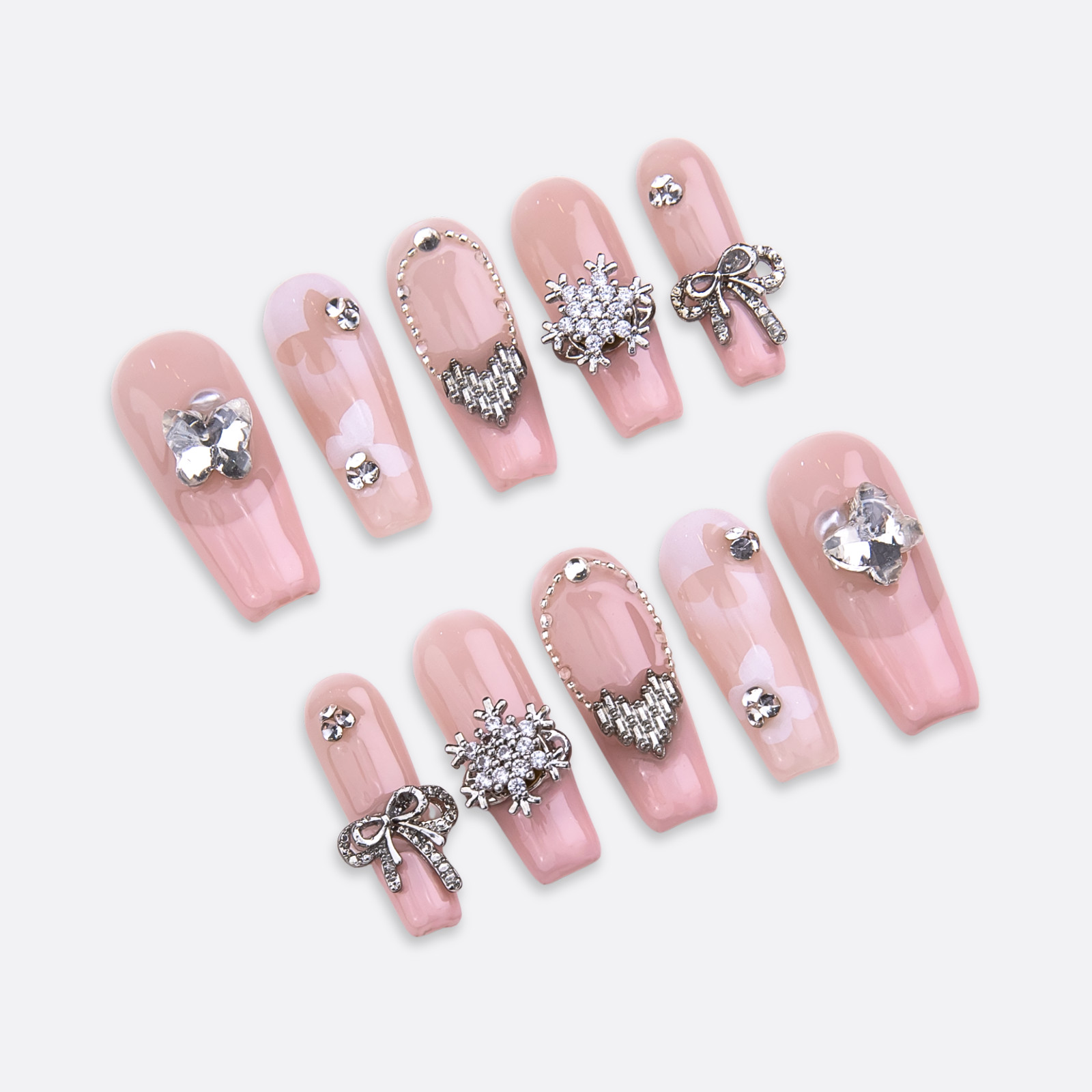 SIYOU | Fairy Space | (Long Coffin) Pink Press-On Nails (10pc Kit)