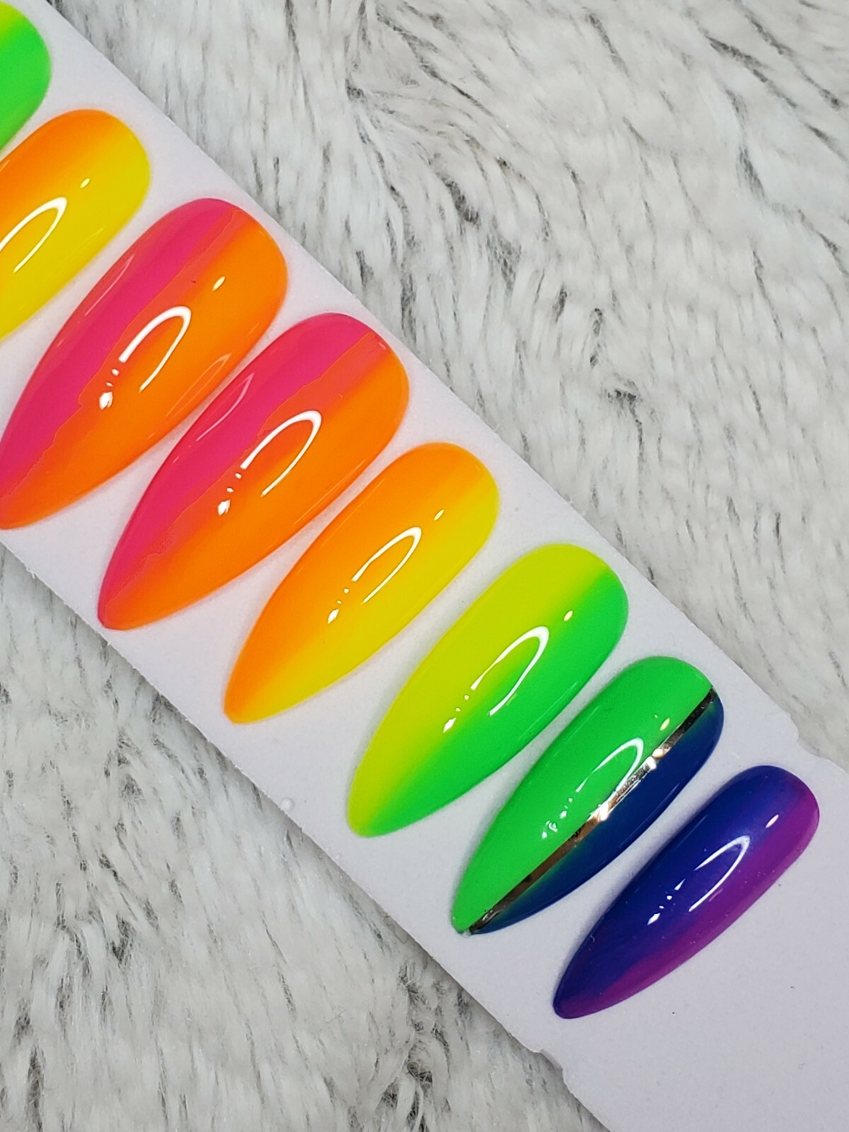 Neon Rainbow ombre stiletto nails Gel Press On nails pride pink orange yellow