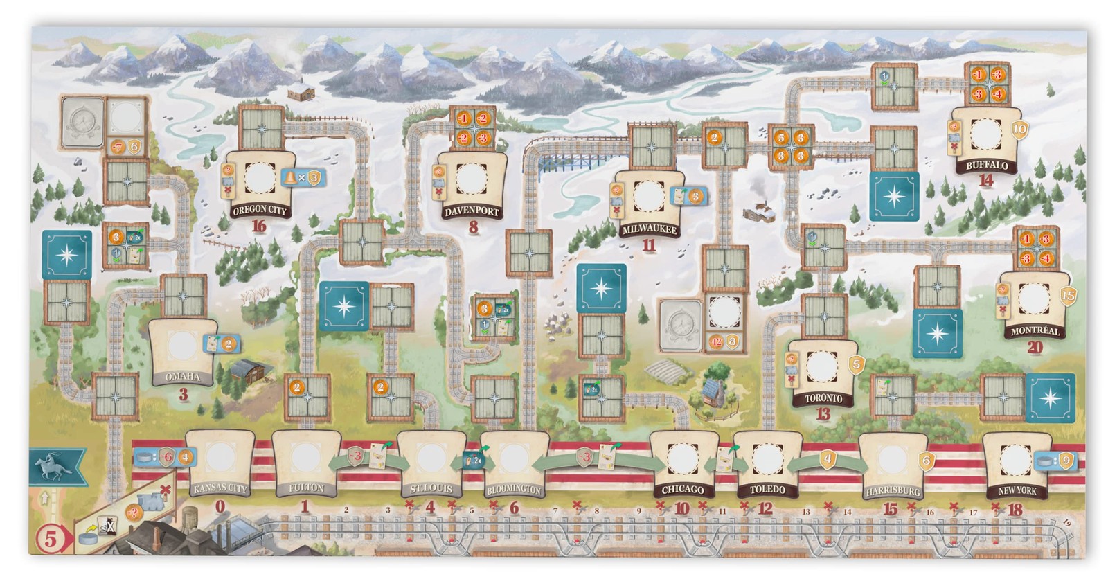 Great Western Trail 2nd Edition Rails to 11.7 x 1.9 x 0.1 inches, Multicolor