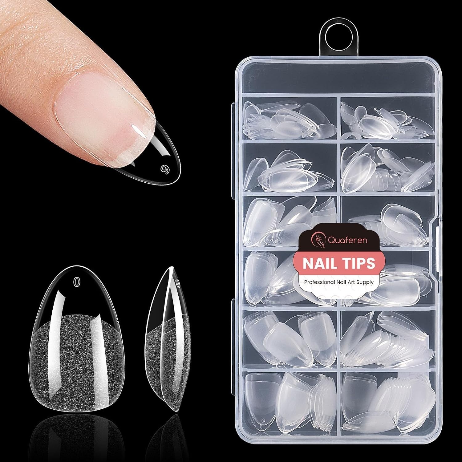Almond Nail Tips Short: 240pcs Pre-shape Acrylic Fake Nails Tips Almond Shape…