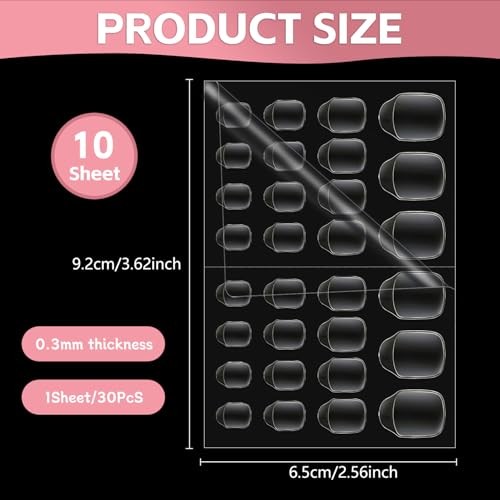 10 Sheets Nail Adhesive Tabs Pcs Clear Nail Stickers for Press Ons, 15 300
