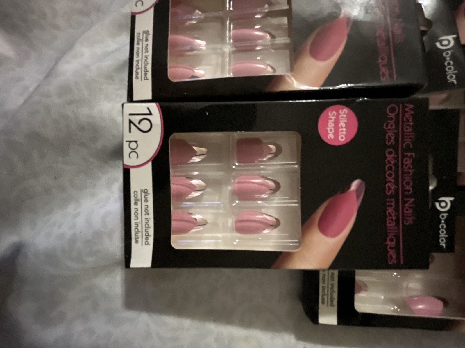b.color Metallic Fashion Nails Stiletto Shape 12-Piece Set