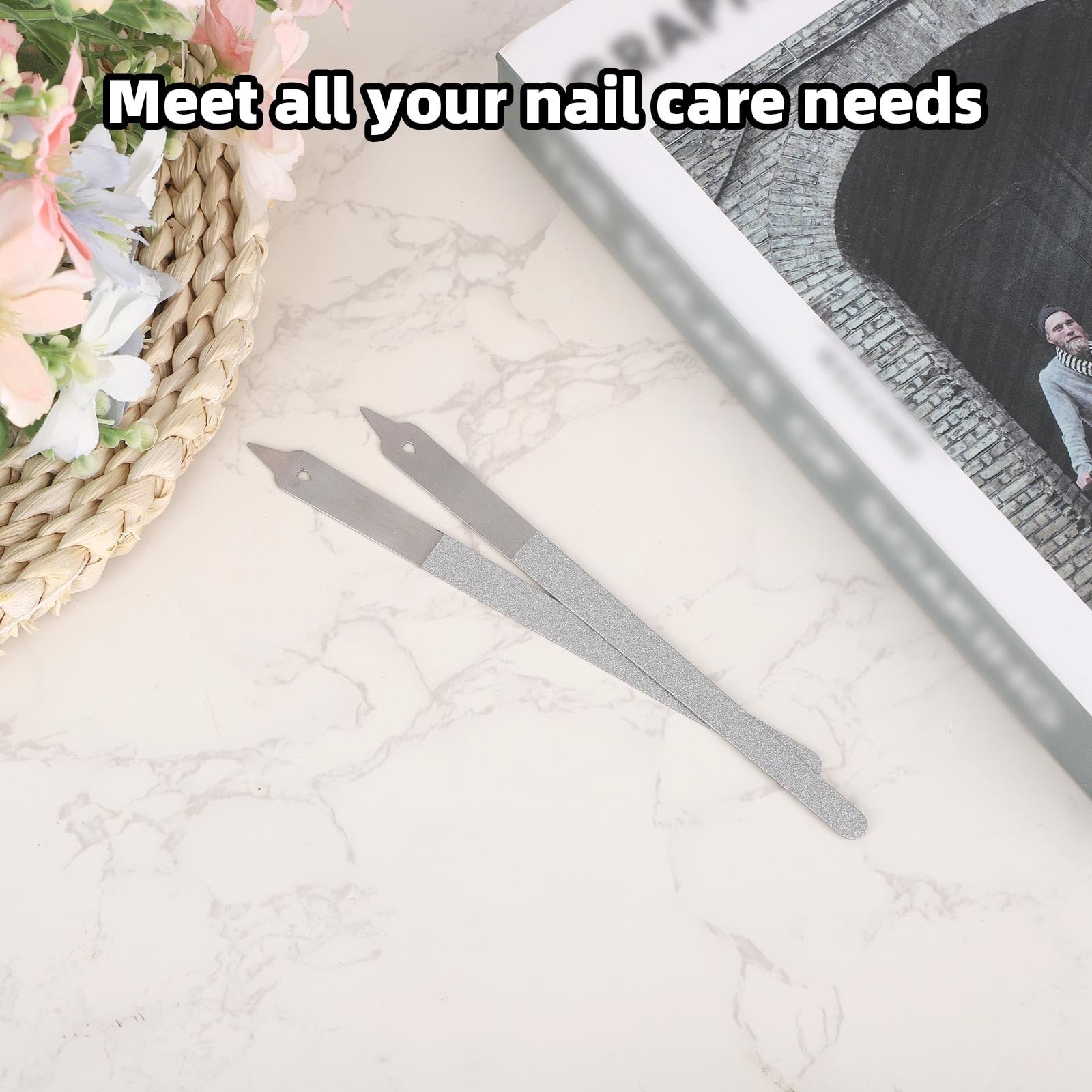 2pcs Diamond Dust Double Sided Deb Nail Files, Stainless Steel Toe Nail Files…