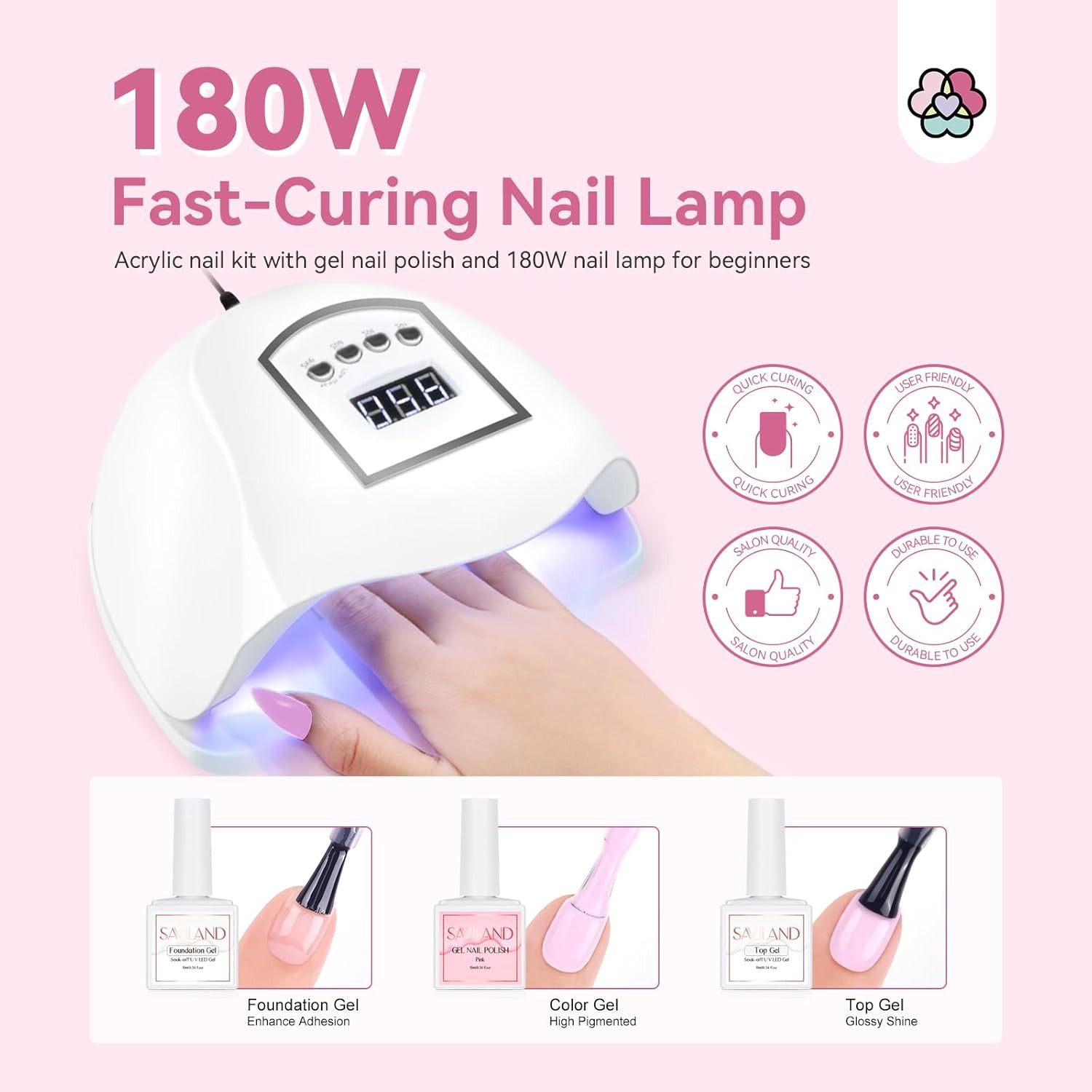 Paquete De Uñas Acrilicas Kit De Esmalte Profesional Para Pinceles Set Rutilar