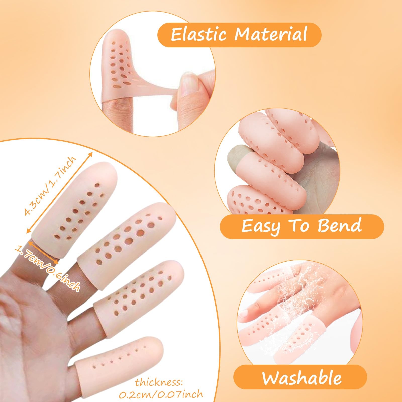 16Pcs Gel Finger Cots with Air Holes,Breathable Protectors for Tips