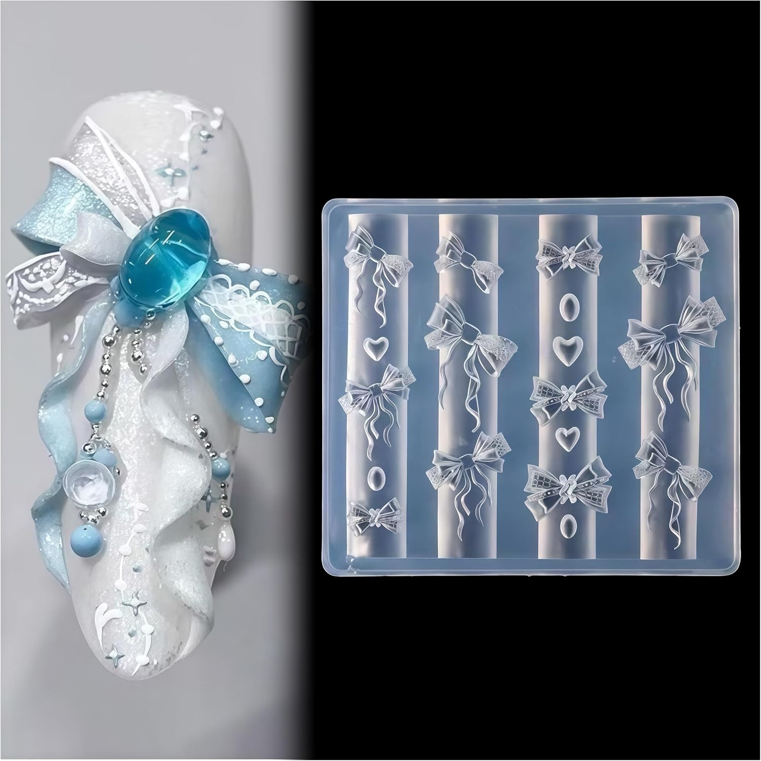 3D Gel Nail Art Resin Rosette Molds for Accessories Supplies Bow Knot Silicone T