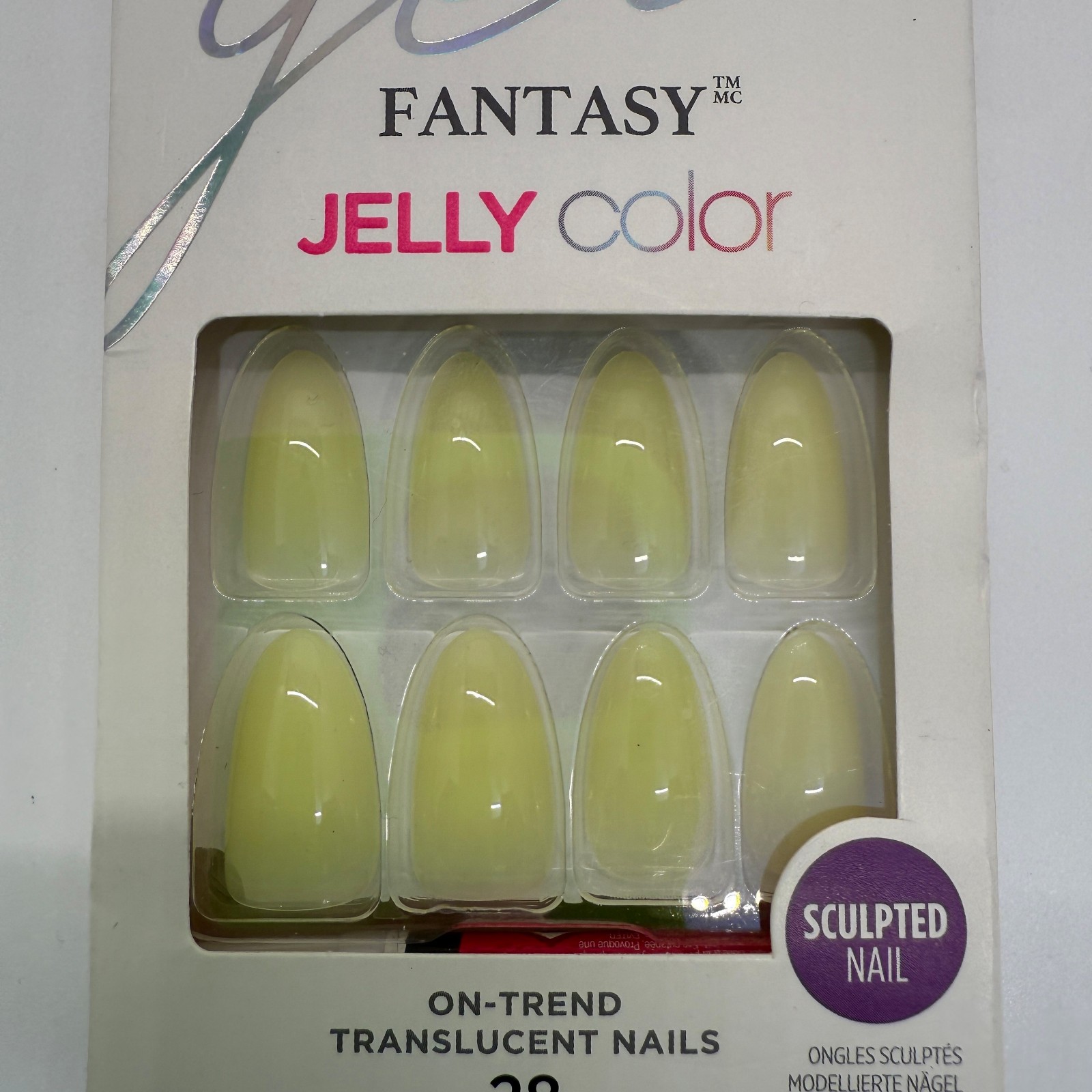 KISS Gel Fantasy Jelly Color Press-on Nails, Light Yellow