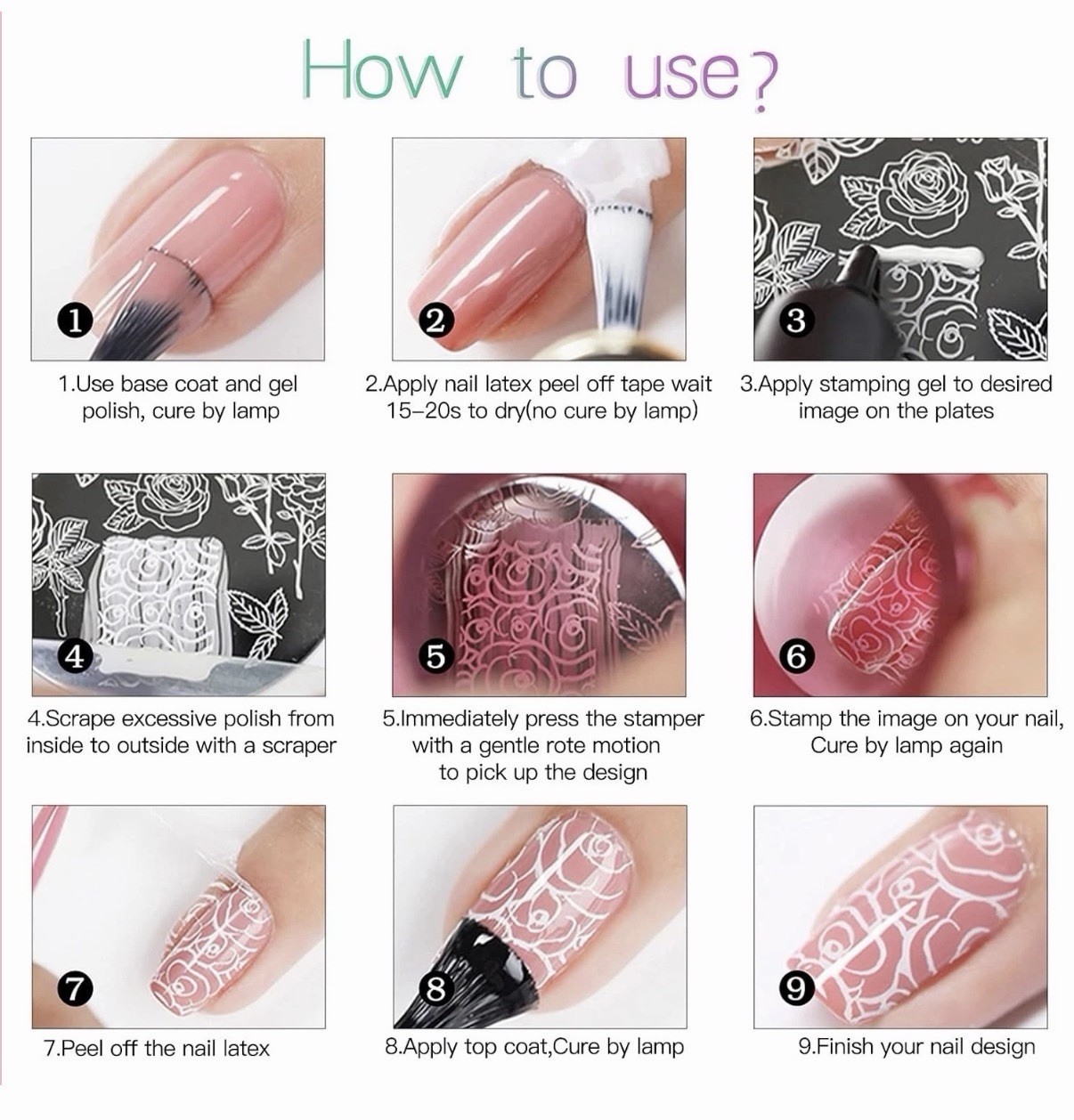 Stamping Nail Polish Gels, 12 Colors Stamping Gels 0.25 Fl Oz Soak off Printed G