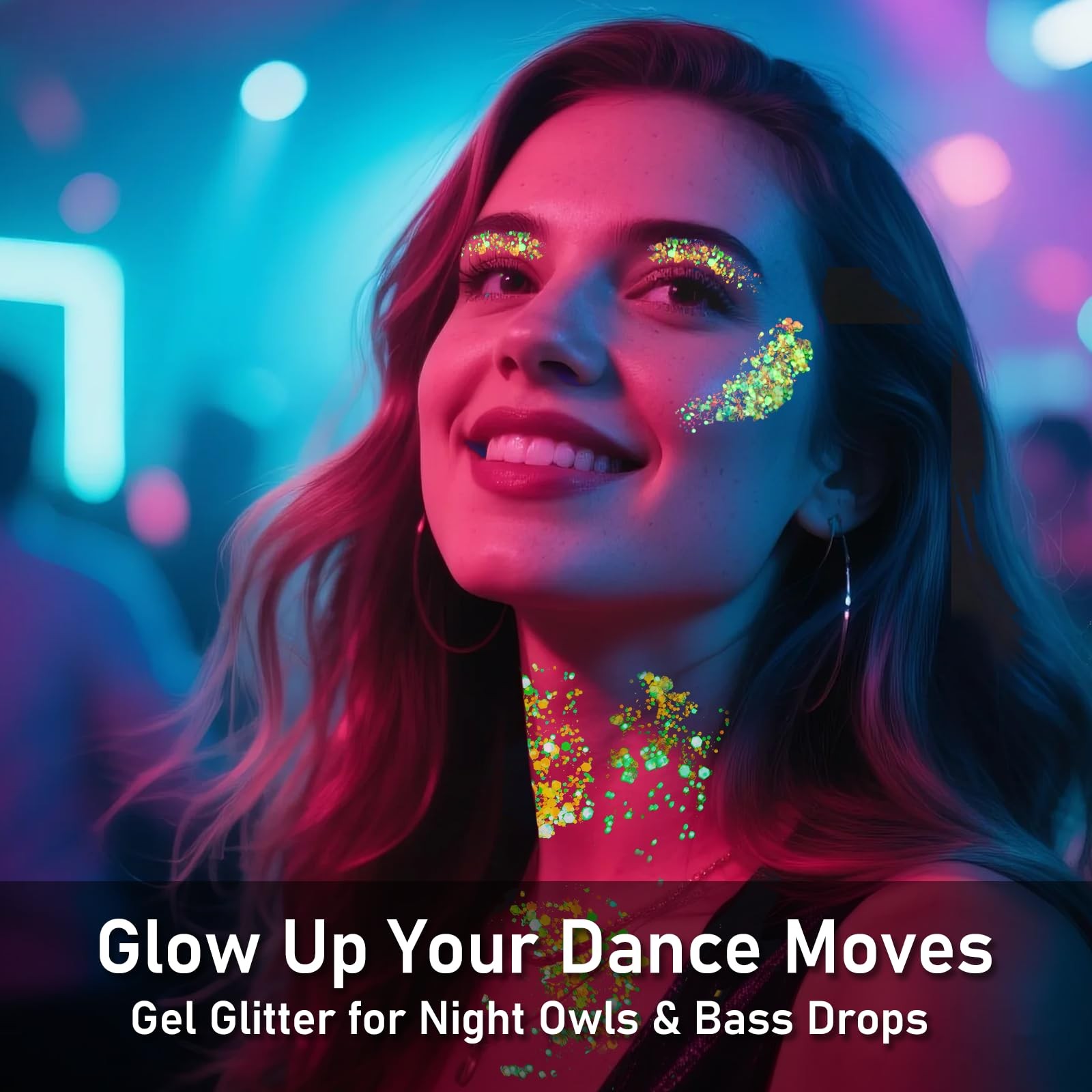 6 Colors Glow Body Glitter Gel, Glow in The Dark Hair Face Glitter Gel, Rave …