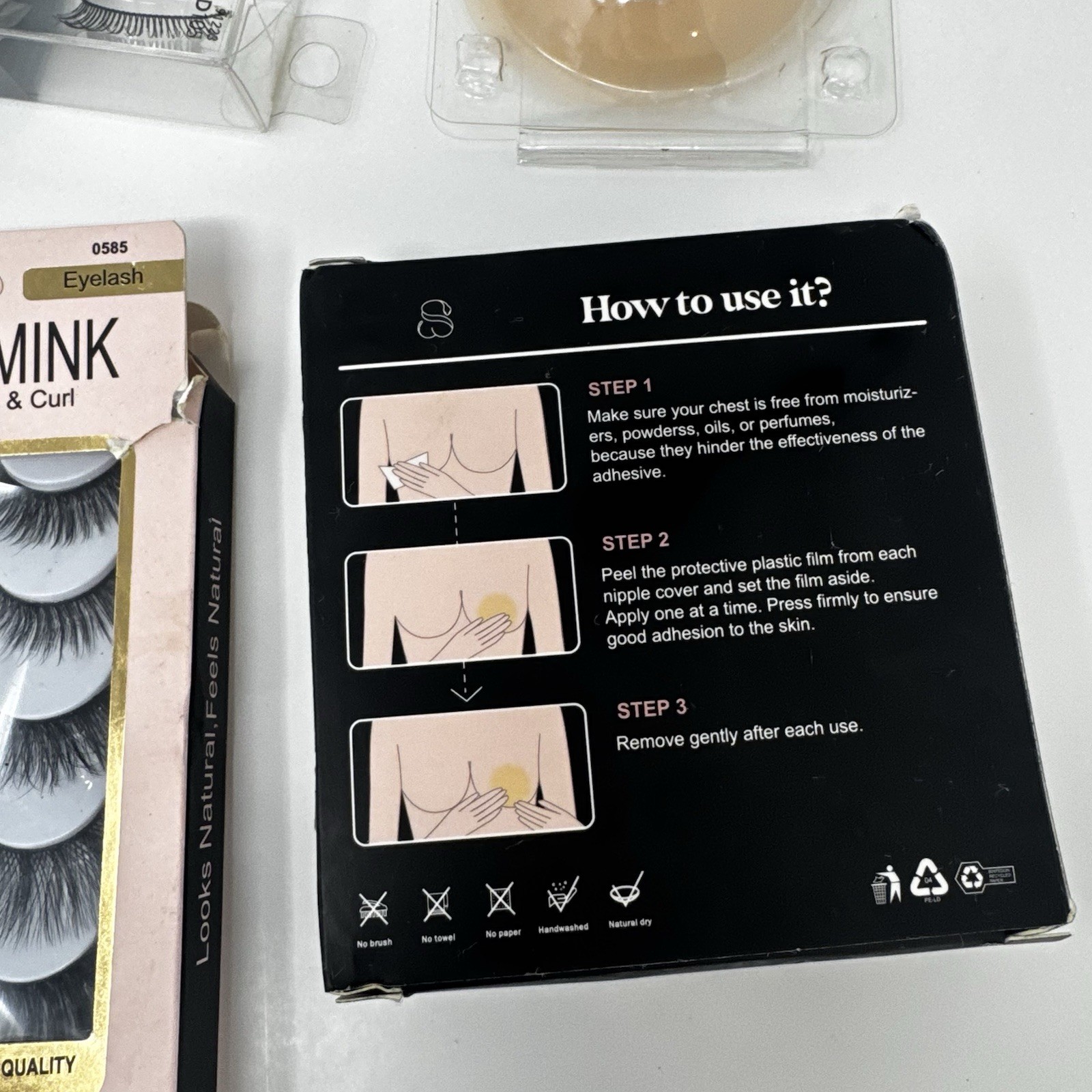 26 Pack Press On Nails Bundle w/ 2 XXL Sets + FREE Lashes & Silicone Bra Pads