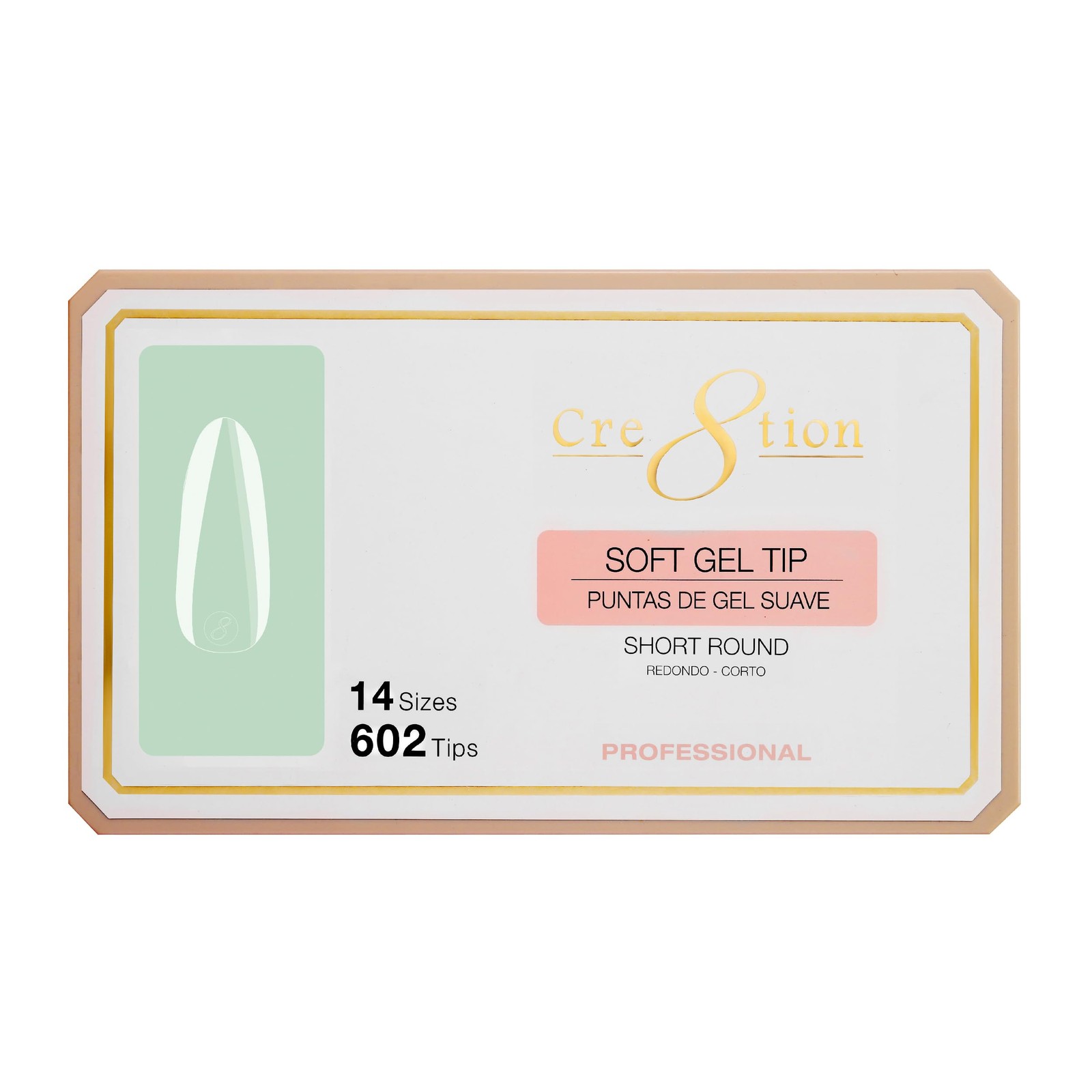 Cre8tion Soft Gel Nail Tips, Short Round Shape, 602 Tips in 14 Sizes (00-9) f…