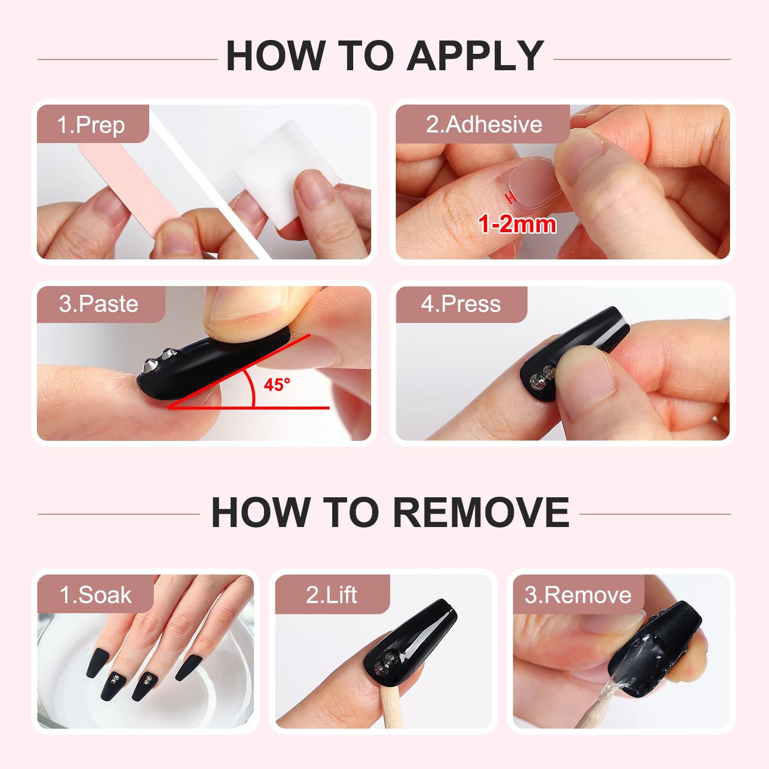 Red Almond Press on Nails Short Reusable False Nails Full Cover Fake Nails Ki…