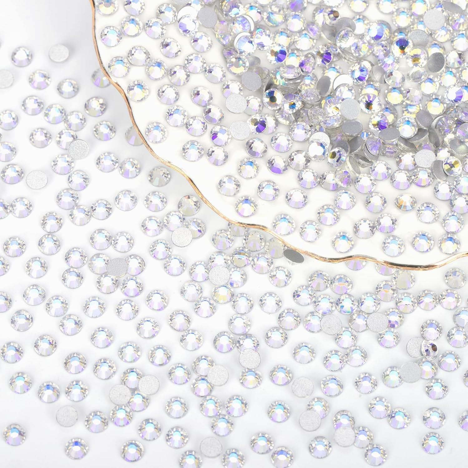 10000PCS Moonlight Rhinestones Bulk, Flat Back Crystal Glass Stone round Gems,Ss