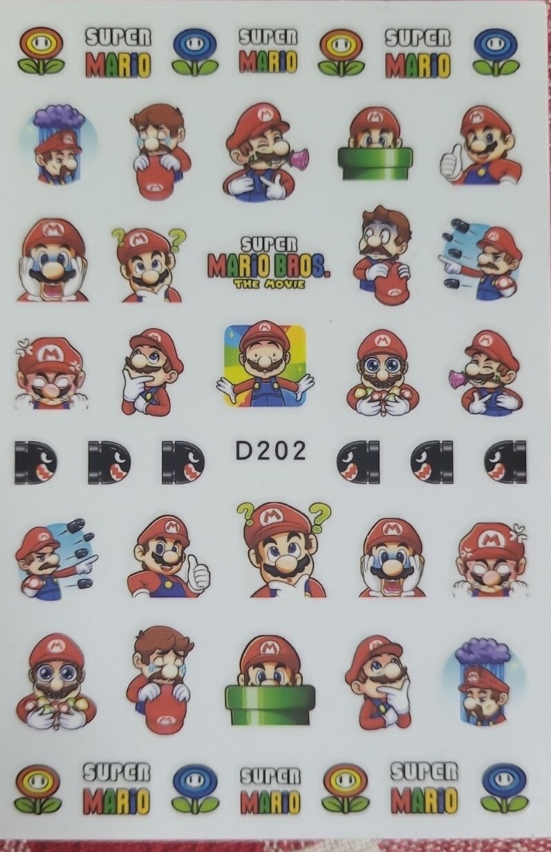 Super Mario Brothers Nail Stickers ( Large size Adult )