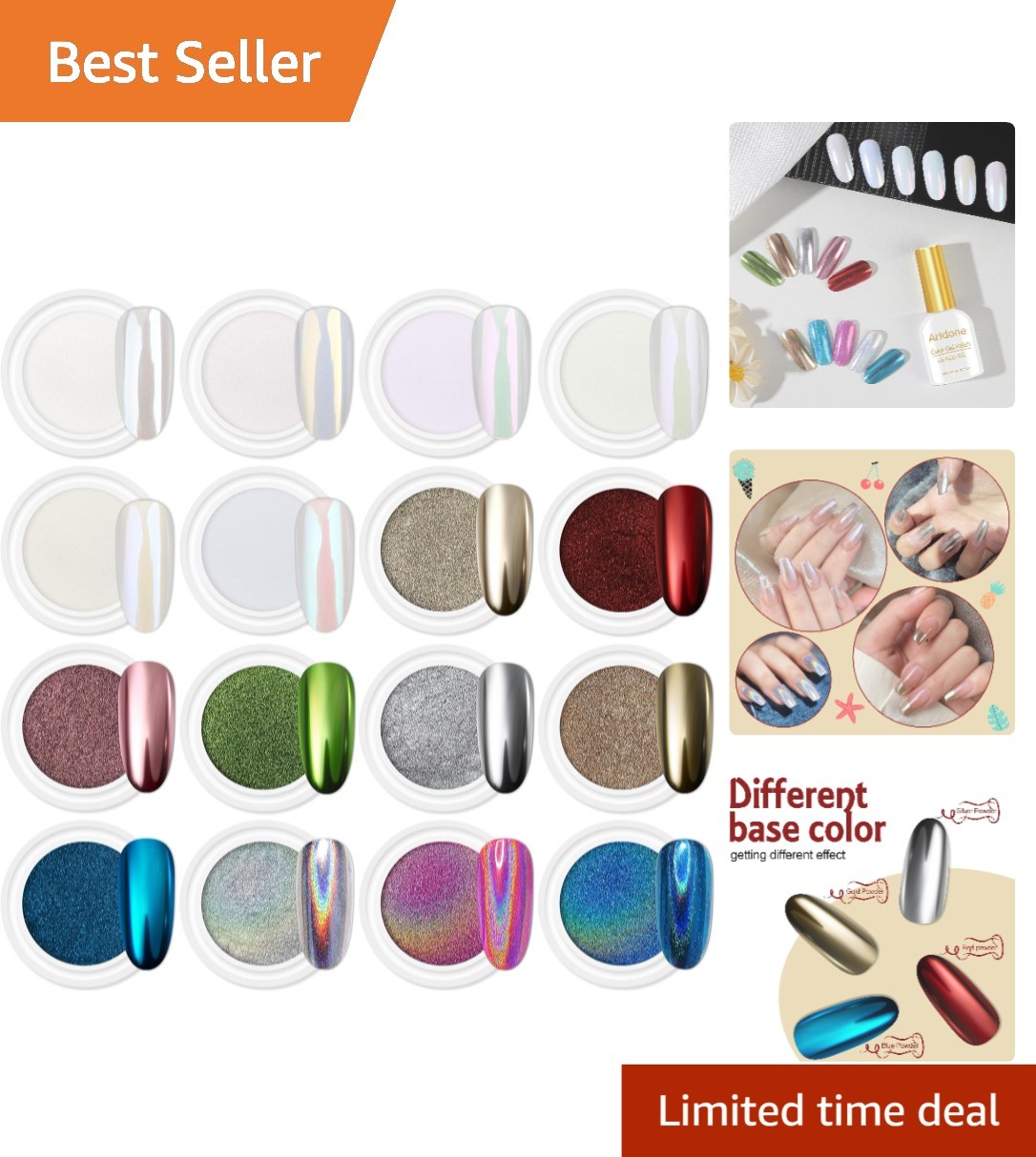 16 Jar Chrome Nail Powder Set – Easy Application for Professionals