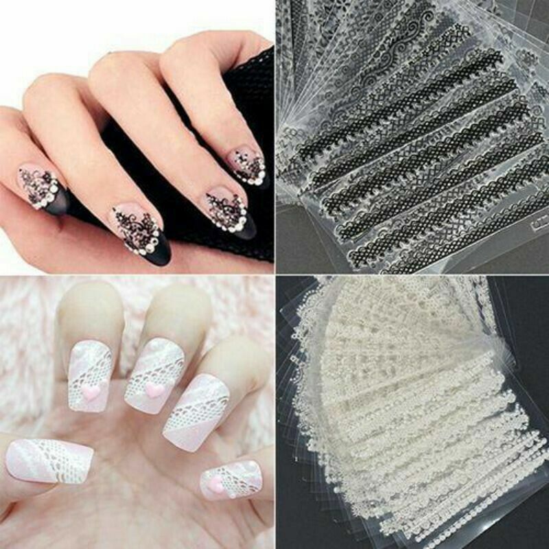 10 Sheets 3D Design Nail Art Tips Decal DIY Lace Flower Manicure Stickers NS14