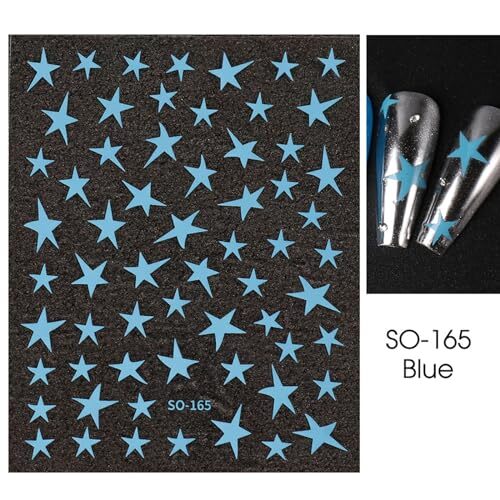 7 Sheets Star Nail Stickers Decals Gold Silver White Black Star Nail Style-d