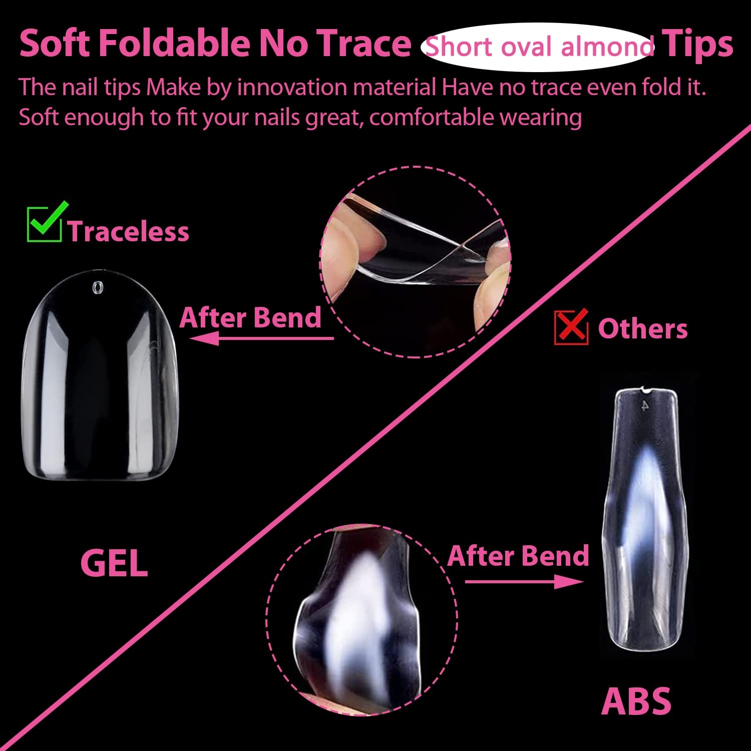 UNA GELLA Short Oval Gel Nail Tips 360pcs 15 Sizes Almond Press On