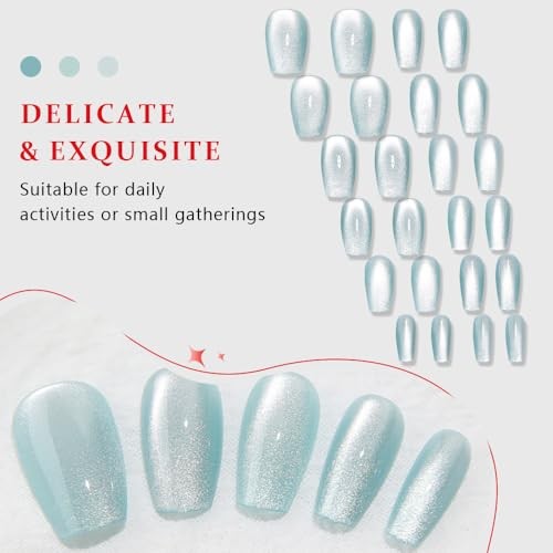 Cat Eye 24 Ounce (Pack of 1) 24Pcs-Coffin Medium Square-05 Light Teal Blue