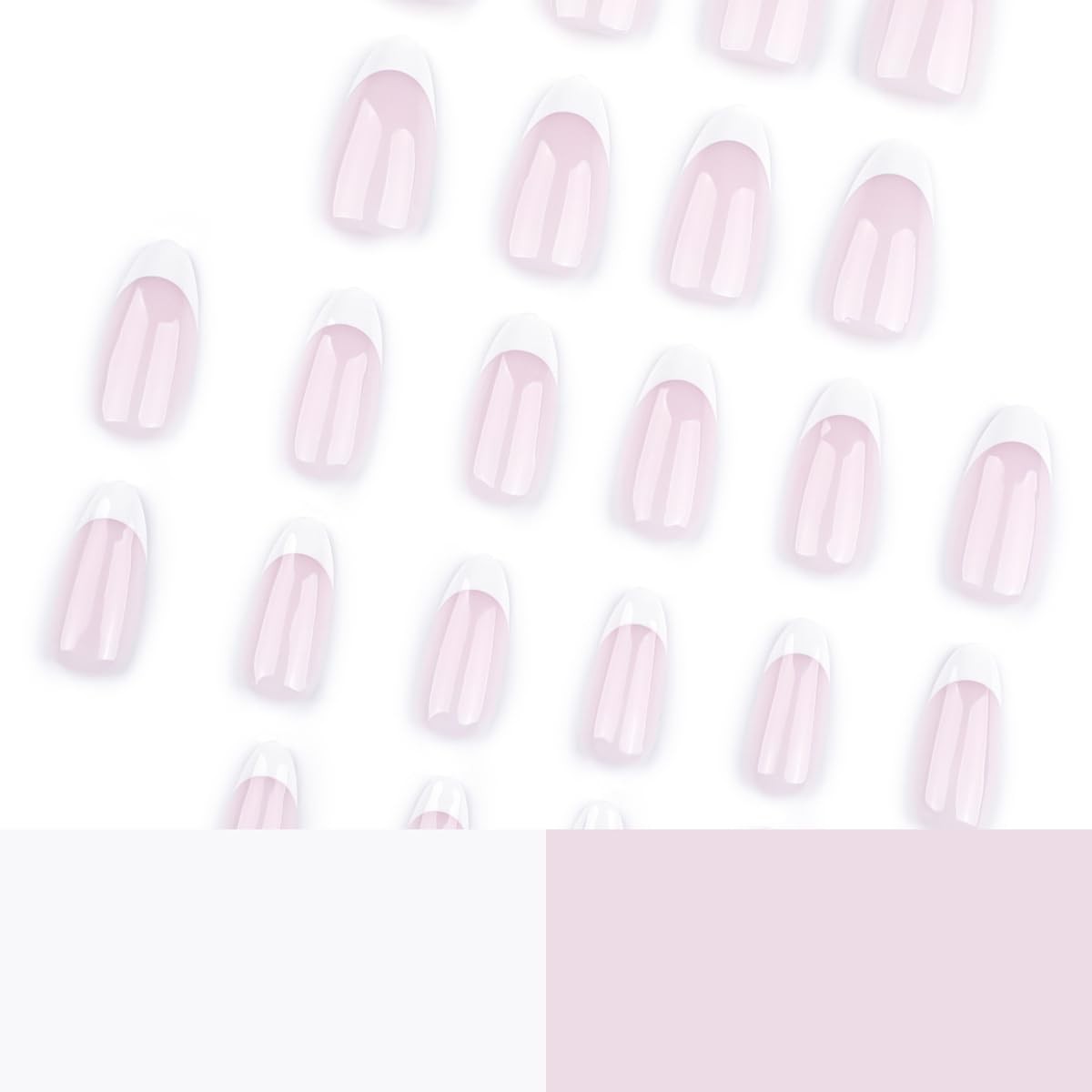 French Press on Nails Medium Almond Fake Nails Milky White Nails Press ons wi…