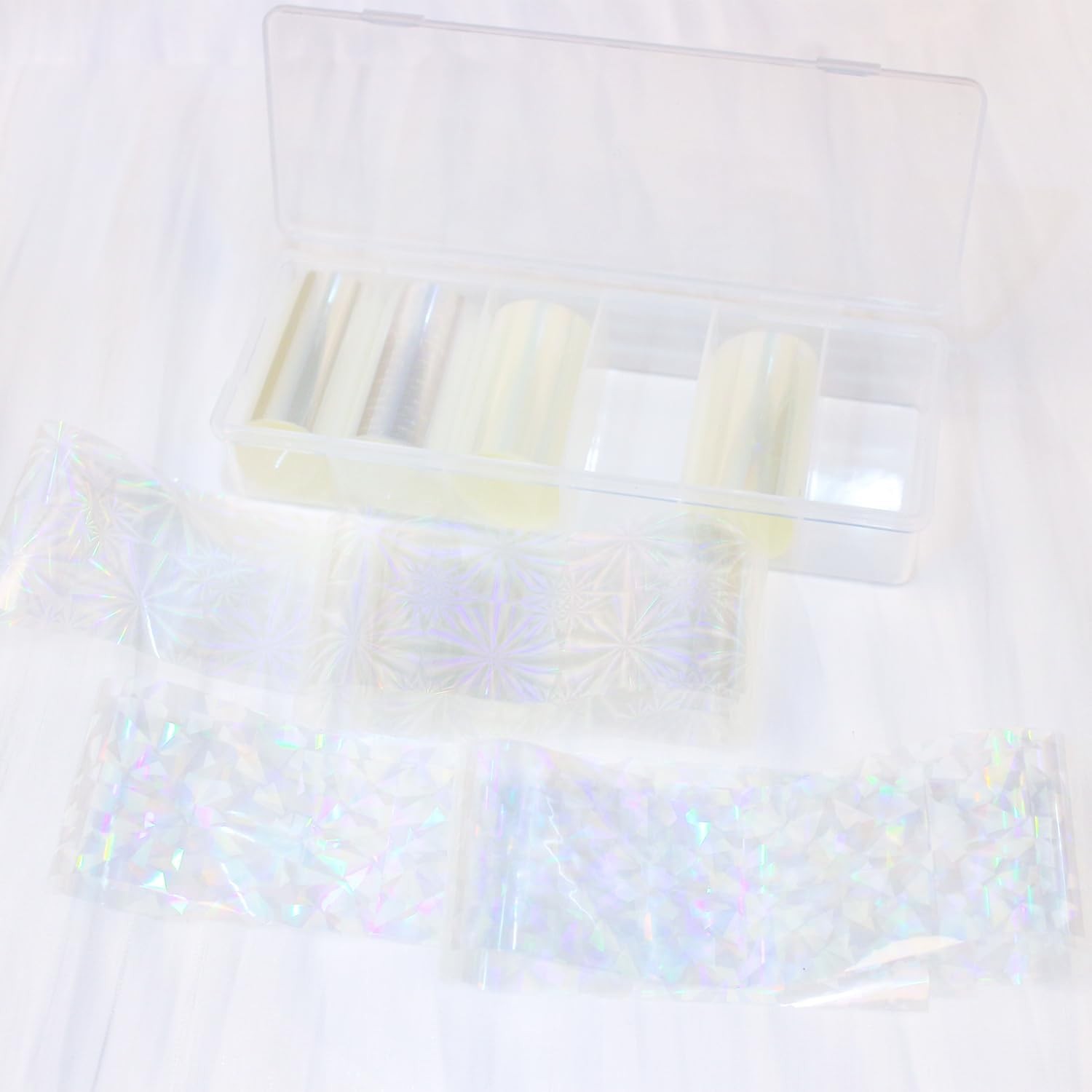 SILPECWEE 2 Boxes Aurora Nail Foil Clear Laser Glass Fragment Style
