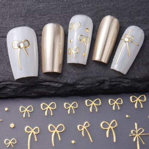 Golden Bow Nail Art Stickers Decals Cute Bow Tie Valentines golden bow tie