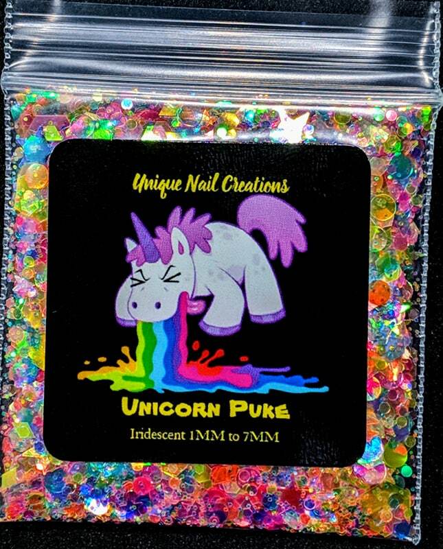 UNICORN PUKE~MULTI SHAPES GLITTER~Nail•Acrylic•Gel•Body Art•Face•Festival