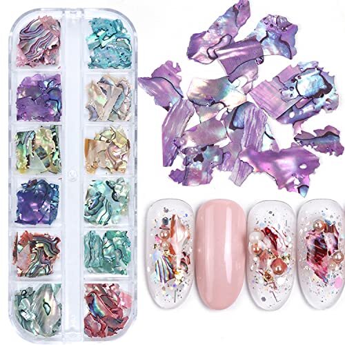 Abalone Seashell Nail Art Slices, Holographic 3D Mermaid Irregular Nail Art