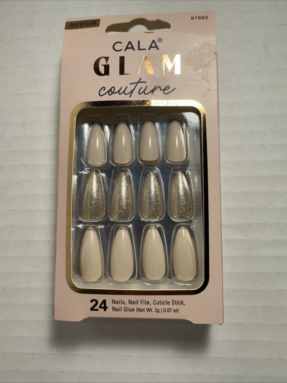 CALA Velvet Touch Magnetic Powder Finish Medium Coffin Press On Nails 24 Count