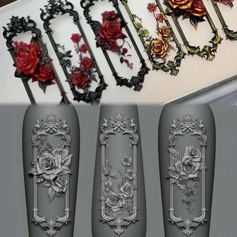 Flexible Nail Stamping Mold Rose Window Manicure Mould for Nail Art Enthusiasts
