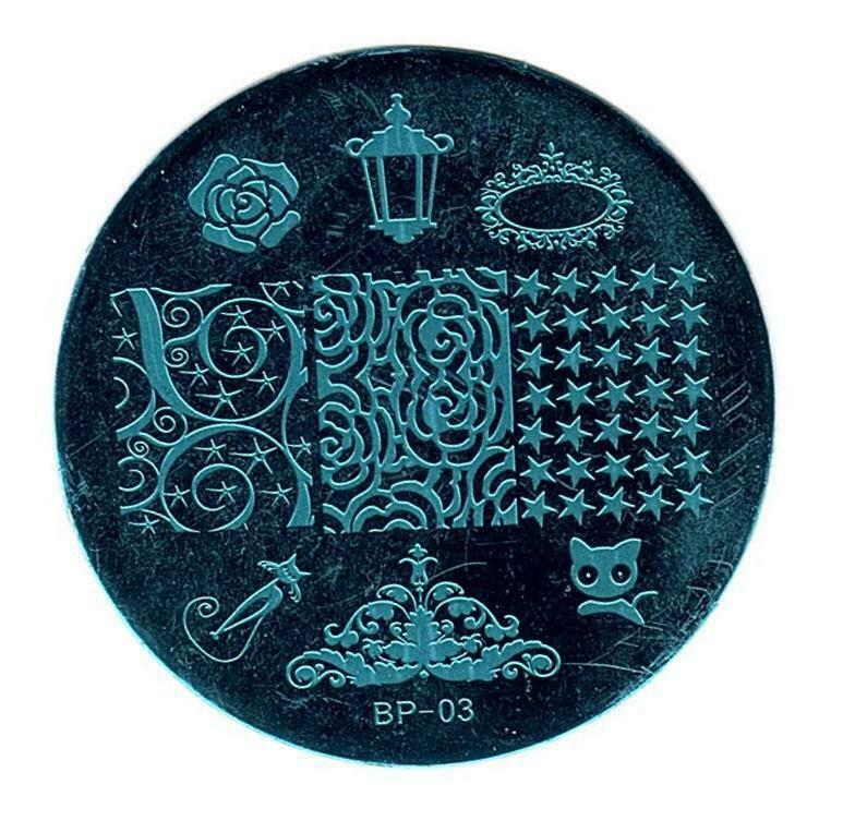Nail Art Stamping Black Cat Rose Theme Manicure Template Image Plate Kit BP 03