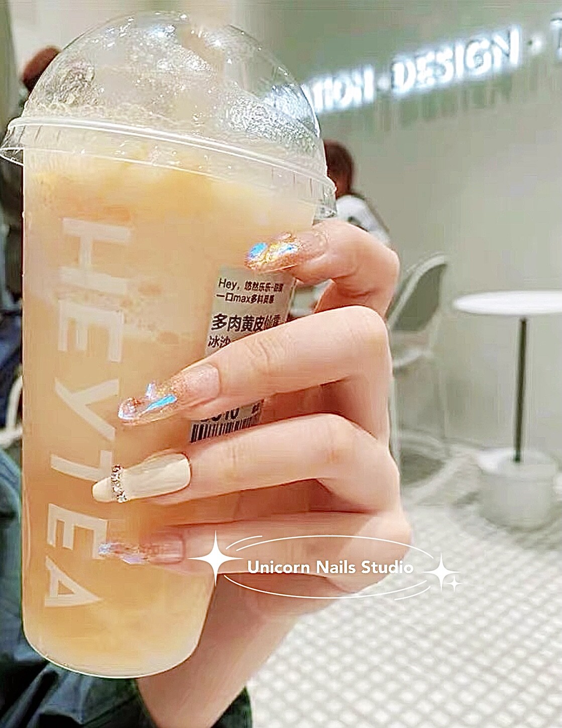Pretty shiny｜Colorfully｜Milky Crystal | Long Coffin Nails | Press on Nail