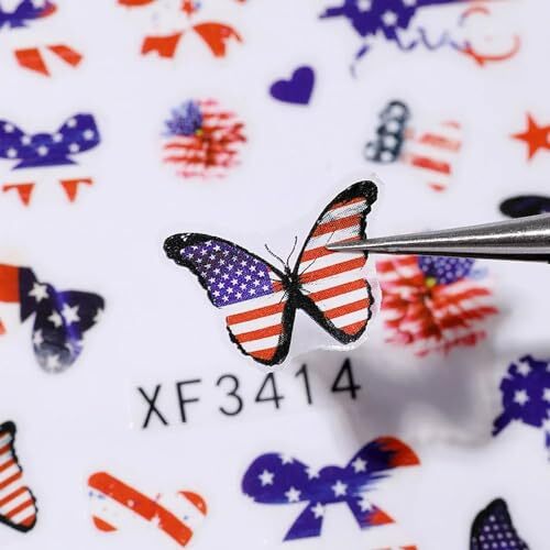 4th of July Nail Art Stickers, 8Sheets American Flag Patriotic Nail Decals