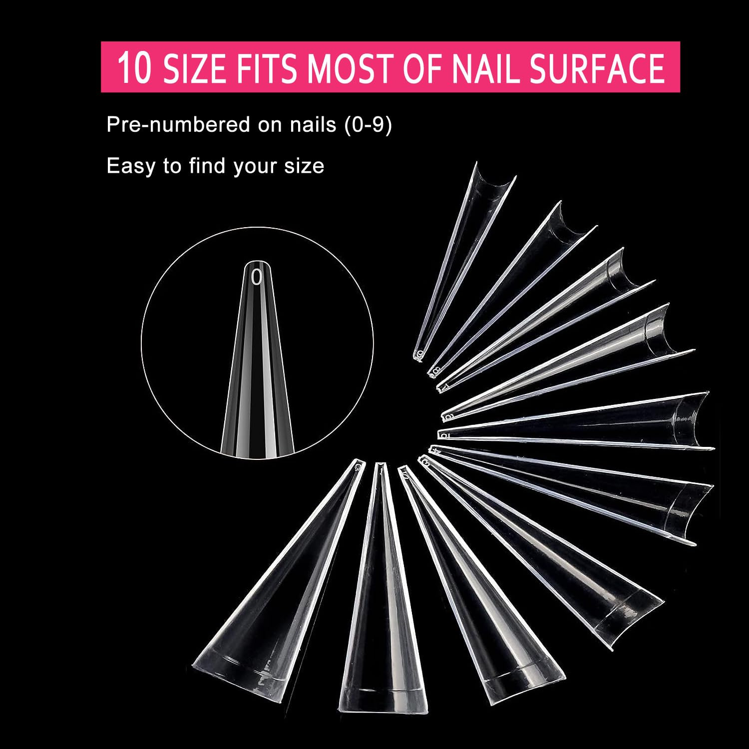 500PCS Stiletto Nail Tips Extra Long Nails Clear Nail Tips Half Cover XL Stilet