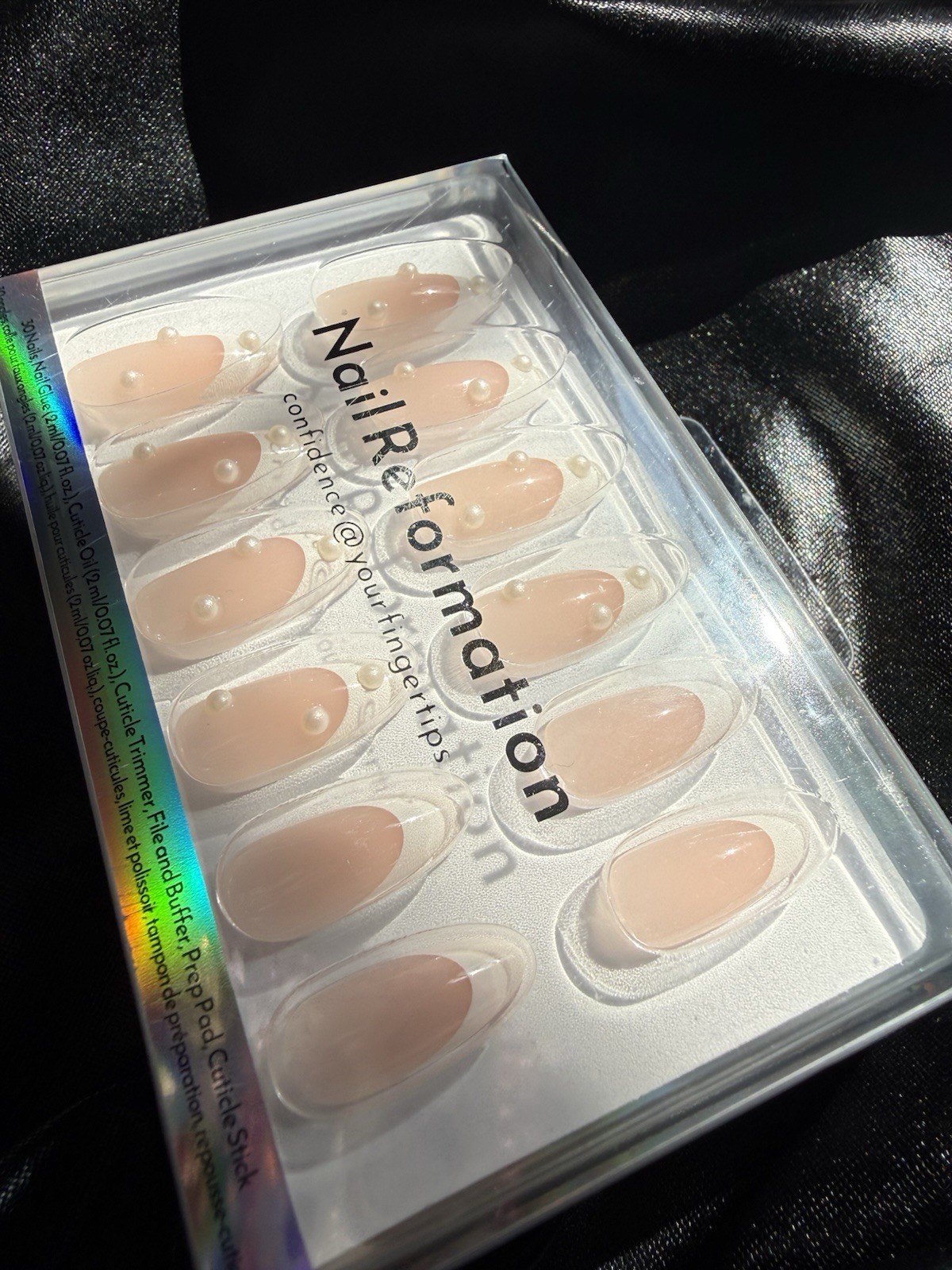 Nail Reformation Press On Nails, French Almond w/pearls~Includes Free Gifts💝