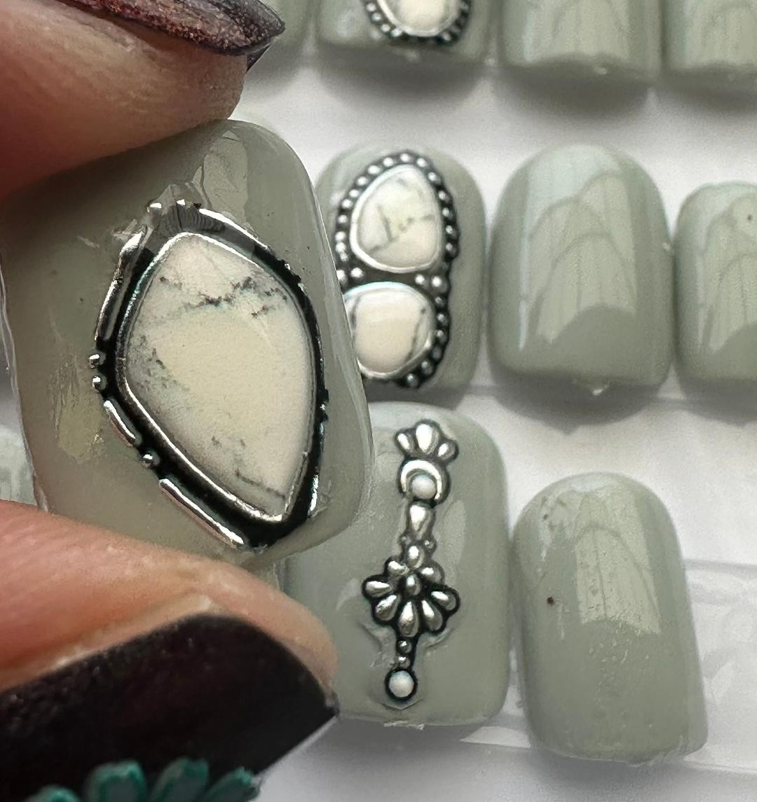 Handcrafted Press On Nails Short Square, 14 Nails For Fit
