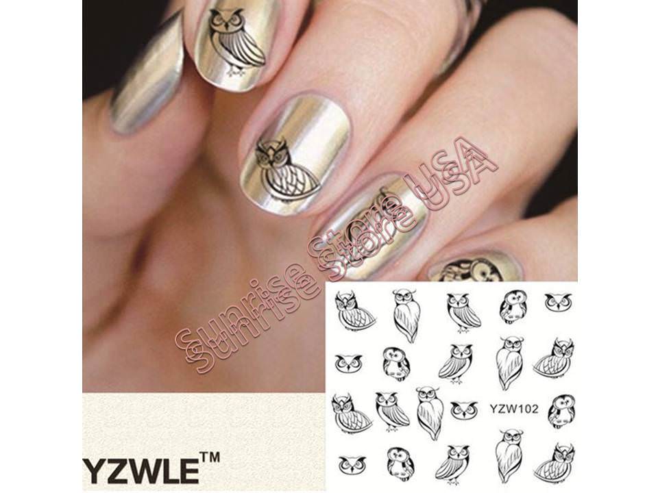 Nail Art Water Transfer Sticker Owl Flower Cupcake Party Decals Manicure