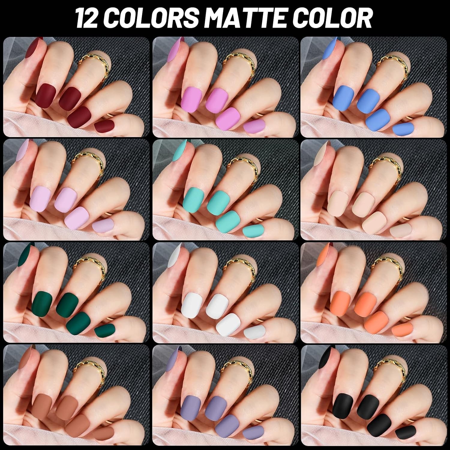 Short Press On Nails – 24 Packs of Matte & Glossy Styles with Adhesives & Tools